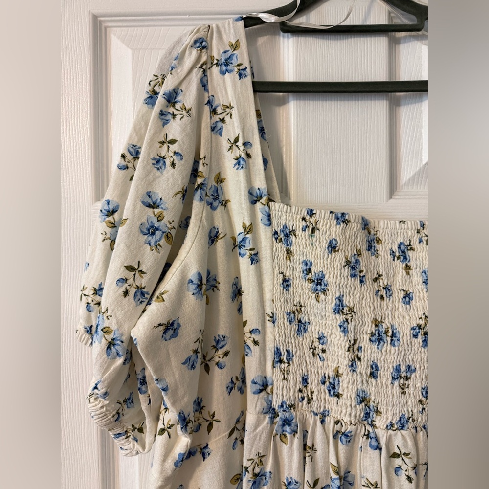 NWT Old Navy Cream & Blue Floral 3X Dress 🩵 - Picture 10 of 11